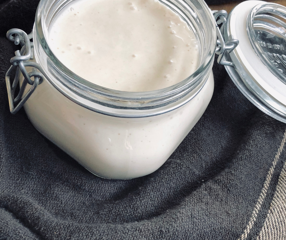 sourdough starter in a jar