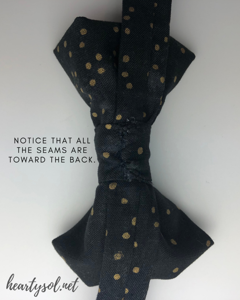 seams toward the back of the bow tie