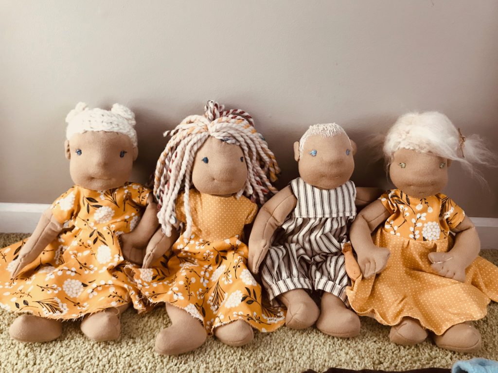 4 waldorf dolls