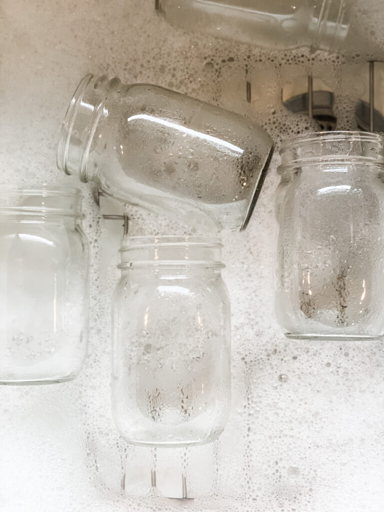 ball jars in water