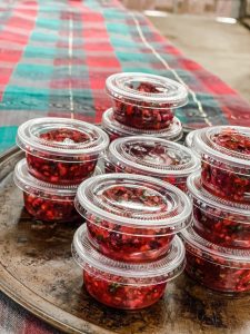 cranberry salsa served individually