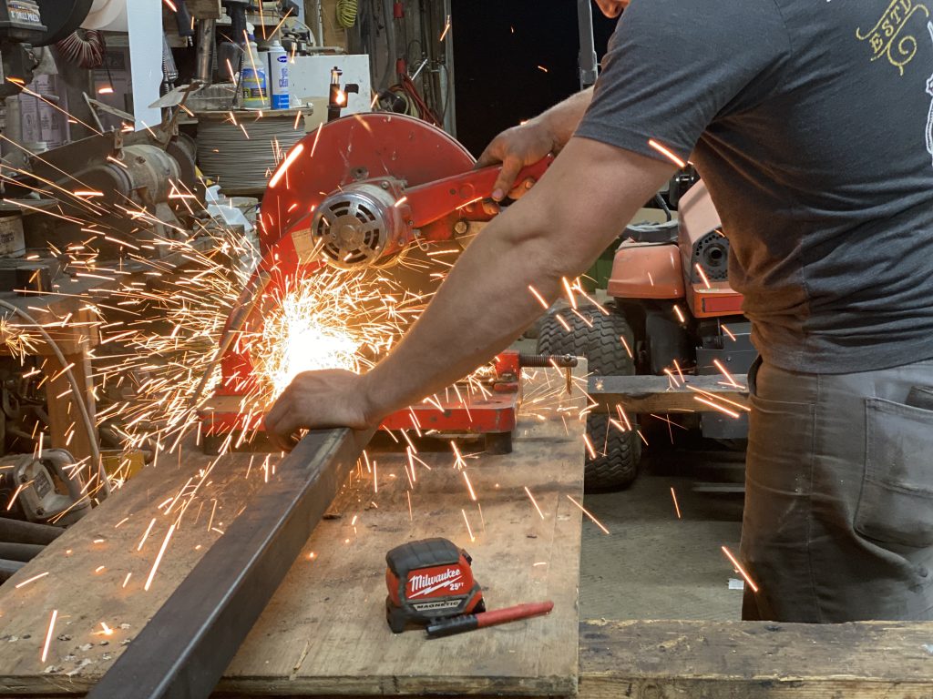 Milwaukee Metal Saw with sparks