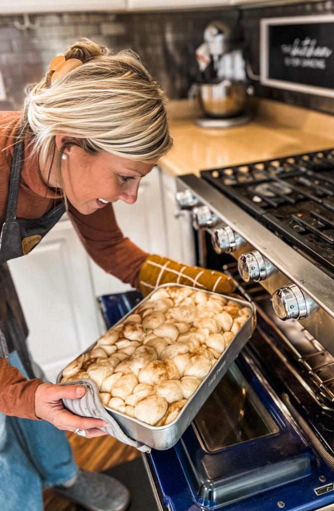 rolls going into the oven