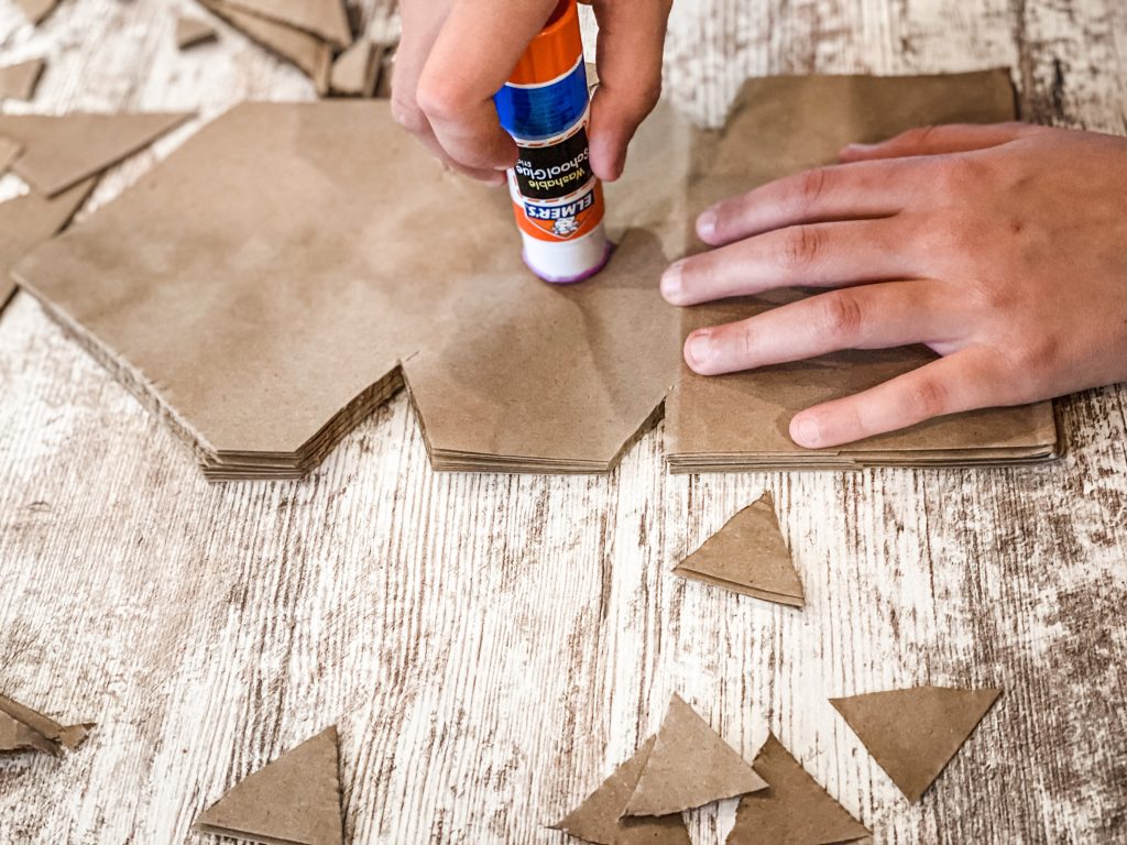 glueing paper bags together