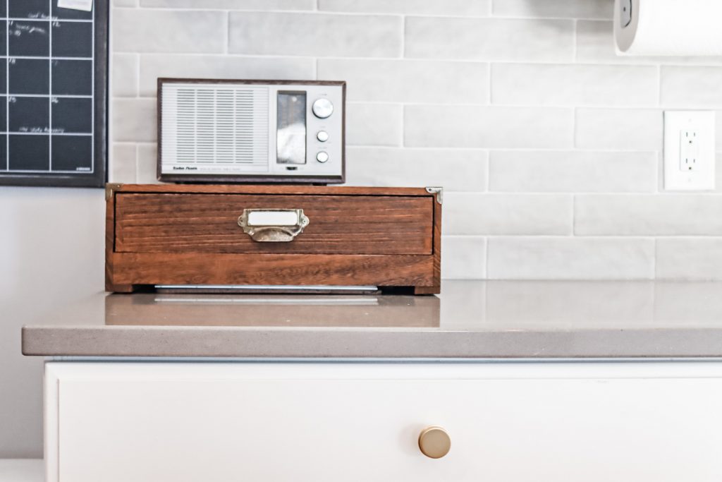 vintage radio in kitchen