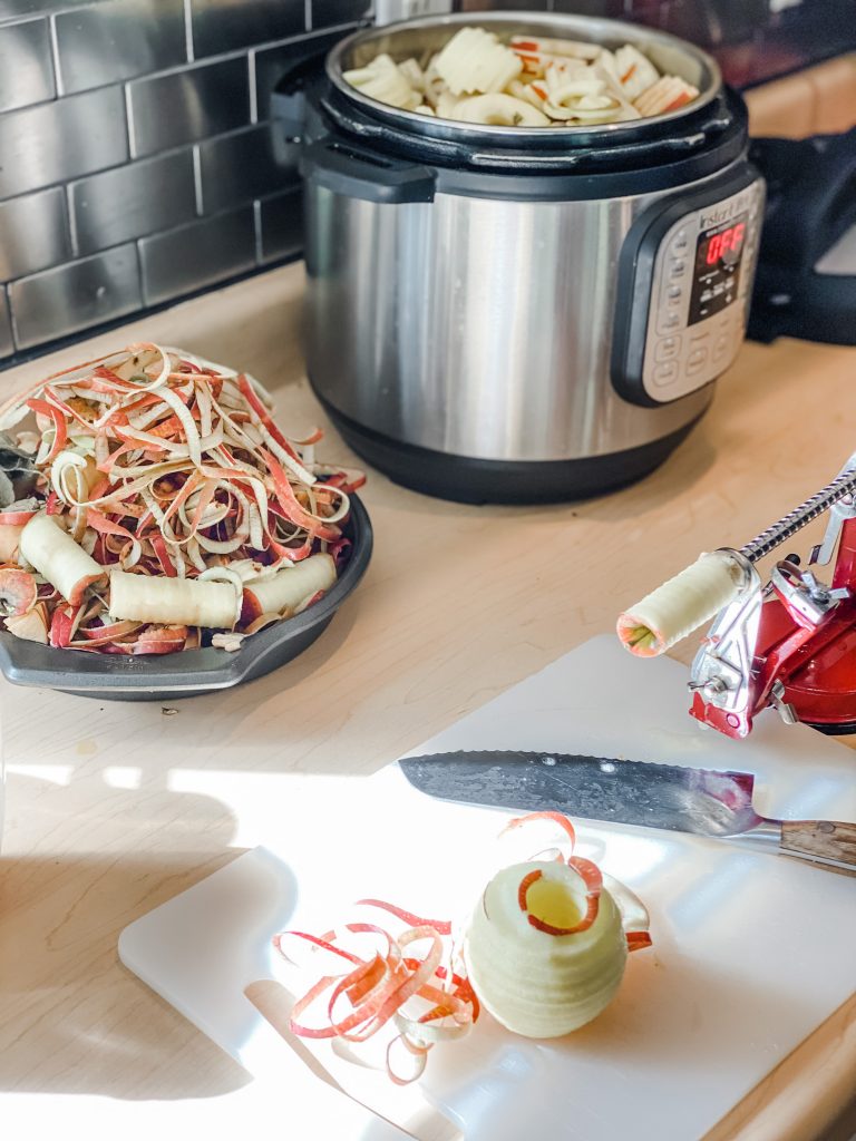 instant pot and peeled apples