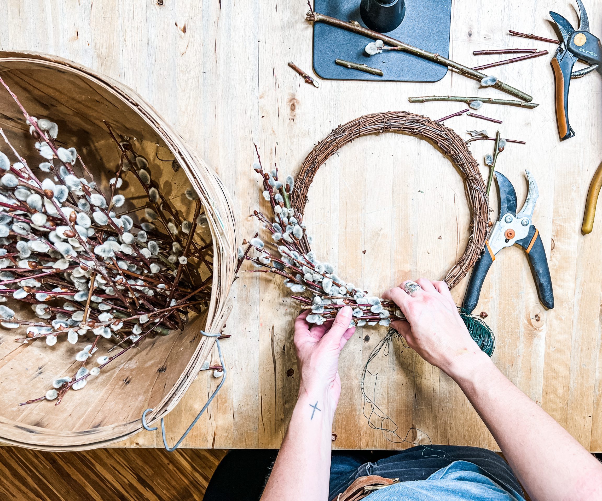 How to Make a Simple Spring Wreath with Willows & Dried Florals