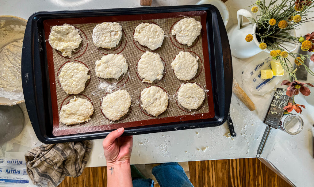 biscuits on a cookie sheet