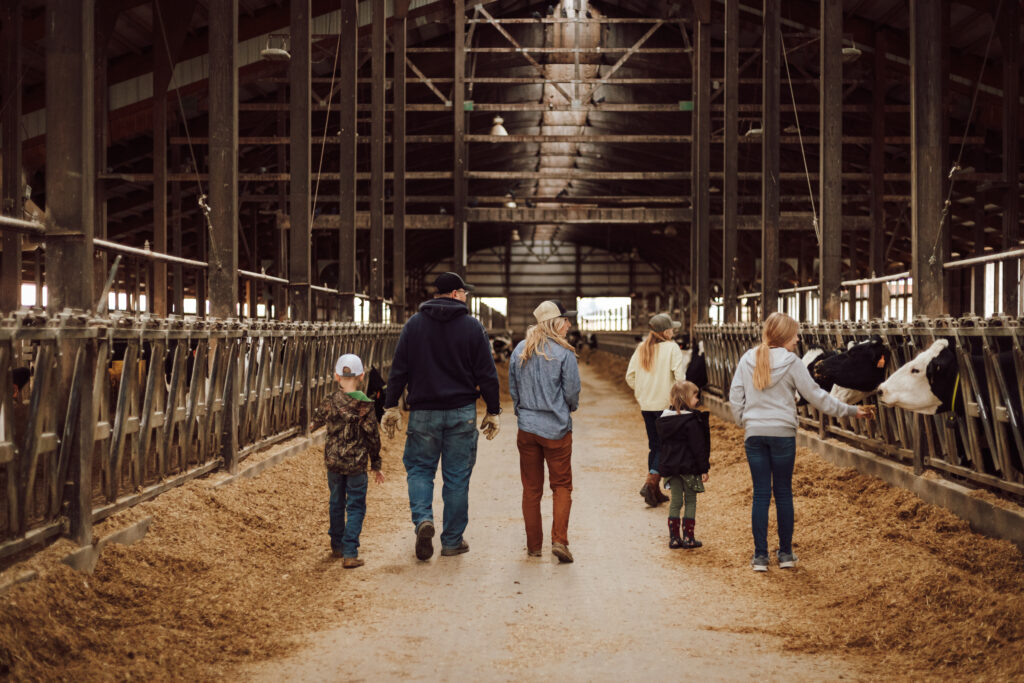 our family in the cow barn