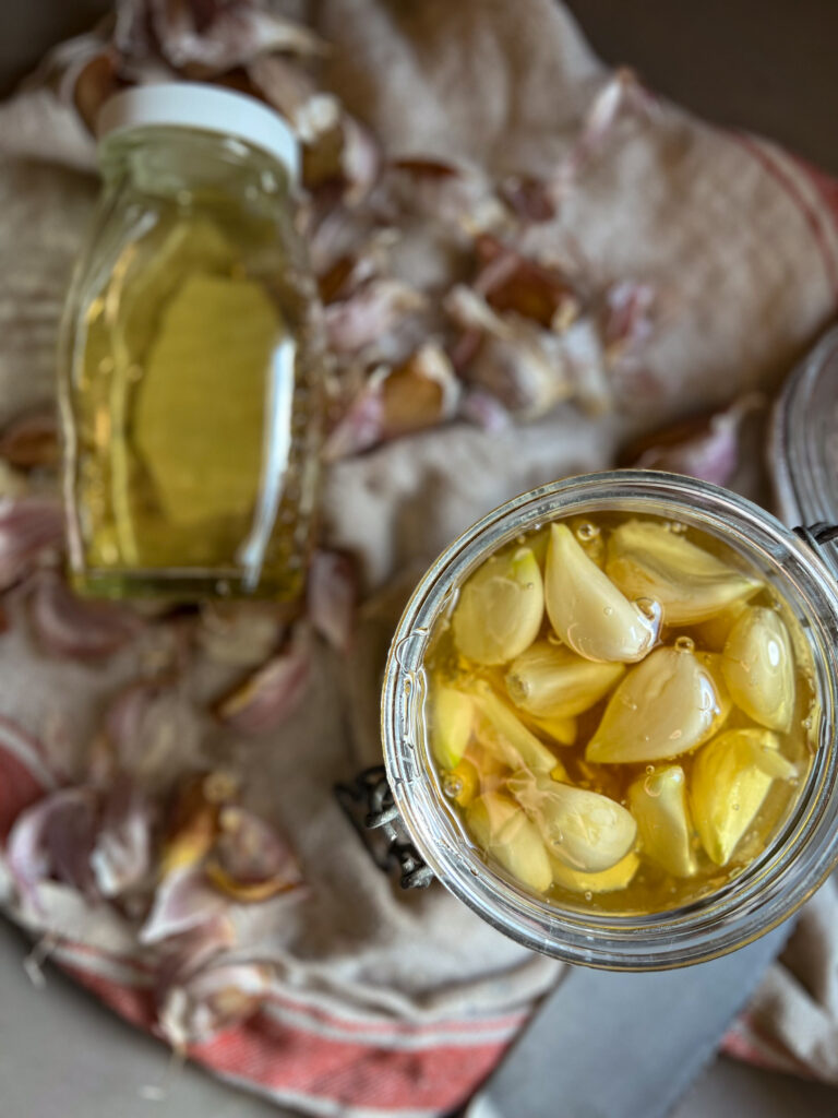 garlic in honey in a jar
