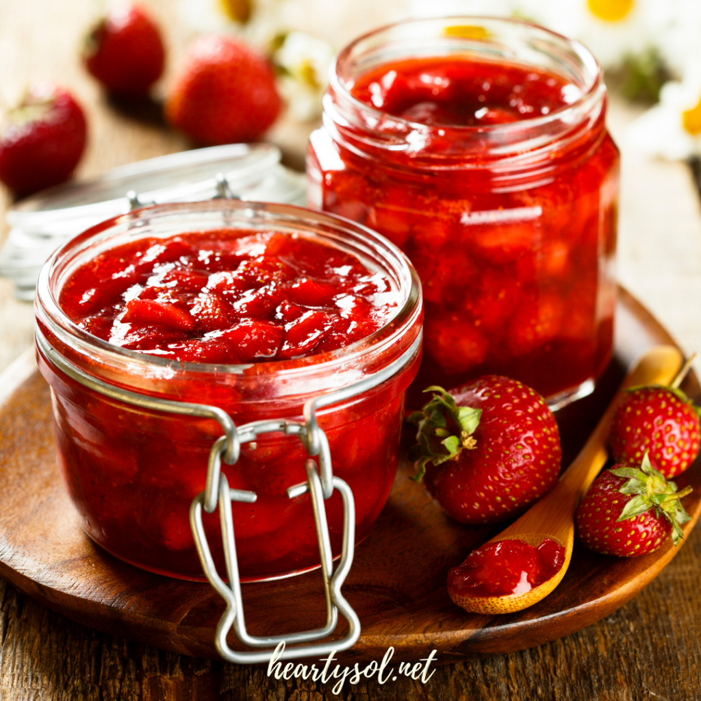 Homemade Strawberry Topping in jars