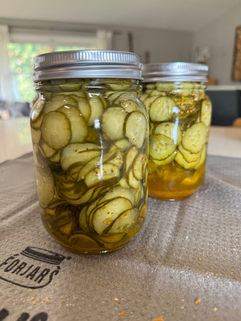 bread and butter pickles in a jar