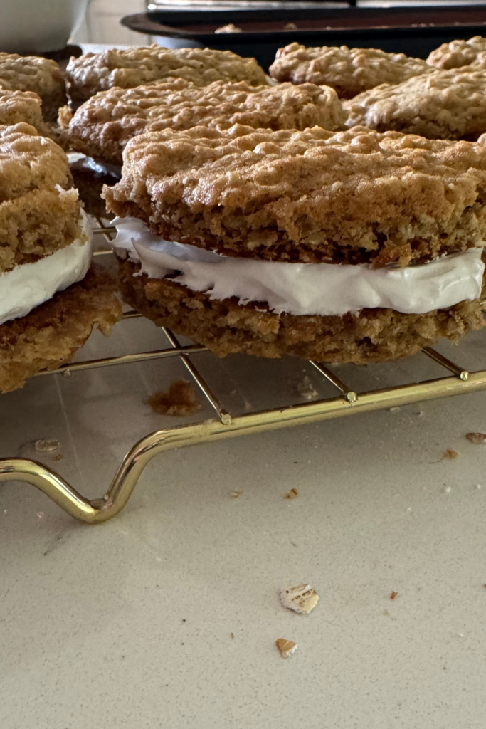 Close up of a Oatmeal Cream Pie 