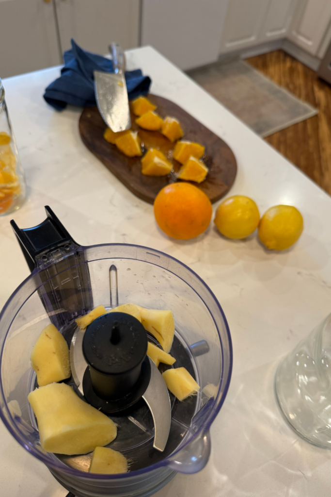 Making Lemon, Ginger, Turmeric Shot