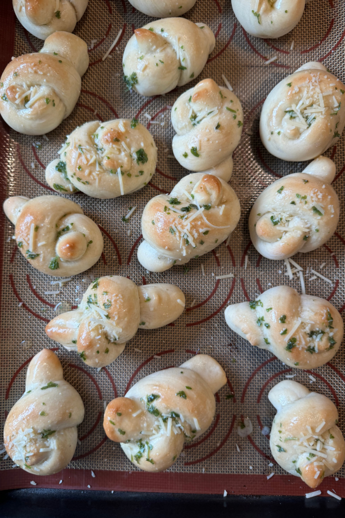 Garlic Knots on a tray