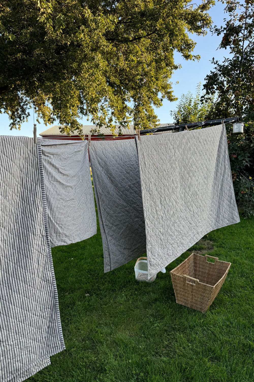 Hanging Sheets on a clothesline