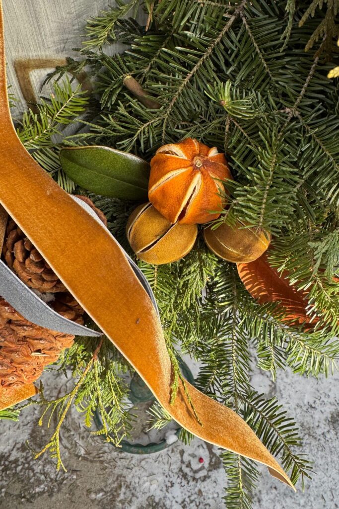 Dried Mandarins on a Winter Wreath