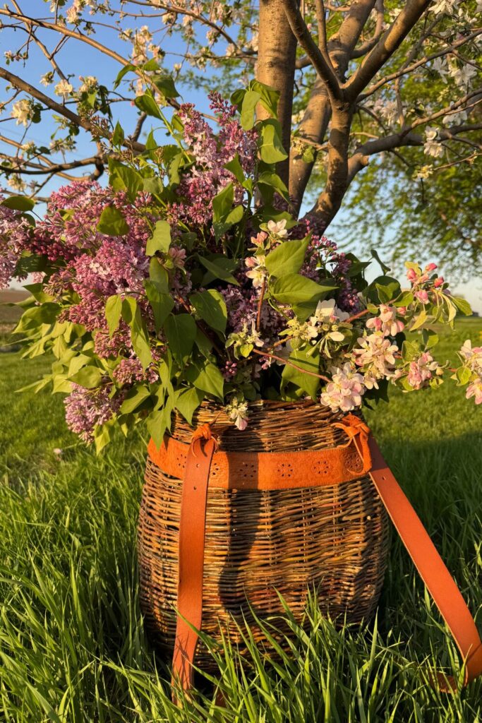 Homemade Willow Basket with Flowers