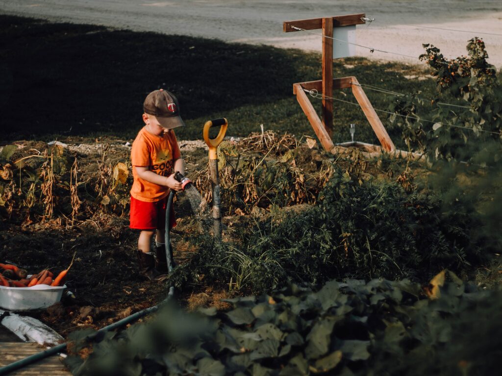Child in a garden