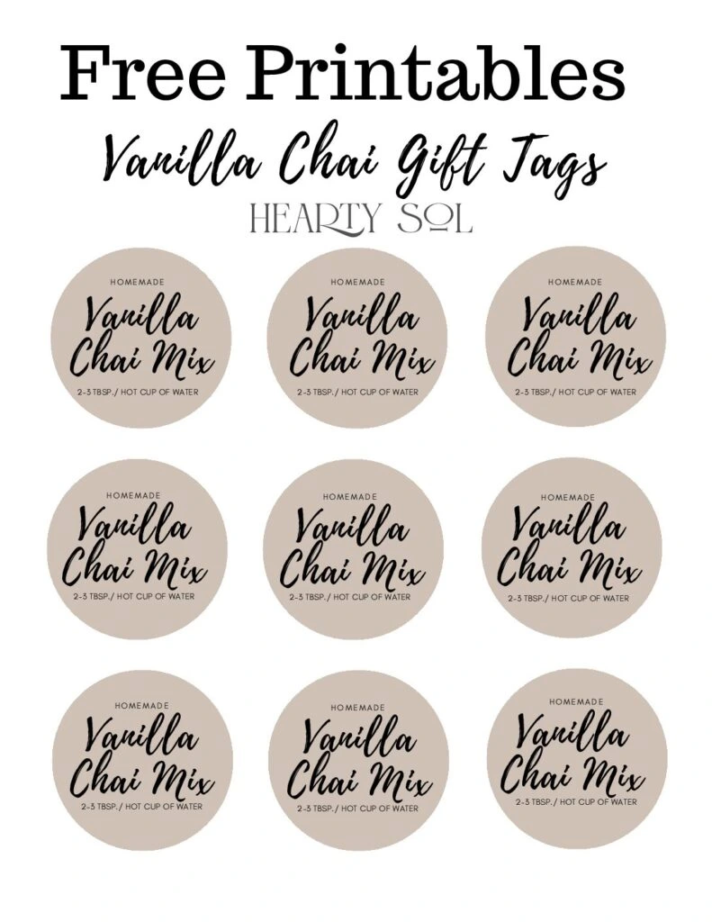 Vanilla Chai Printable Labels